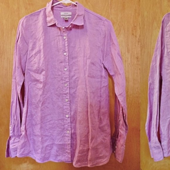 J.Crew Relaxed Fit Linen Button Up Shirt in Mauve - Picture 1 of 4